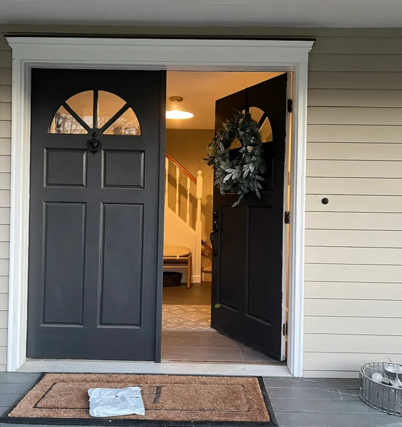 Wood front door needing replacement in Weston, CT