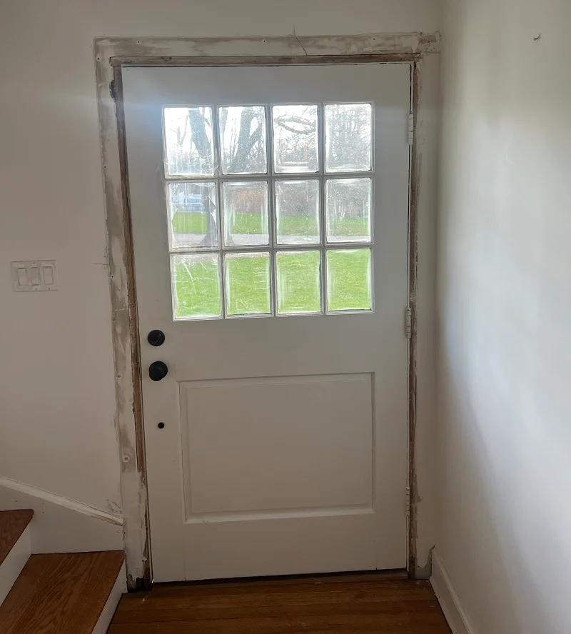 Interior view of an old wood door in Branford, CT